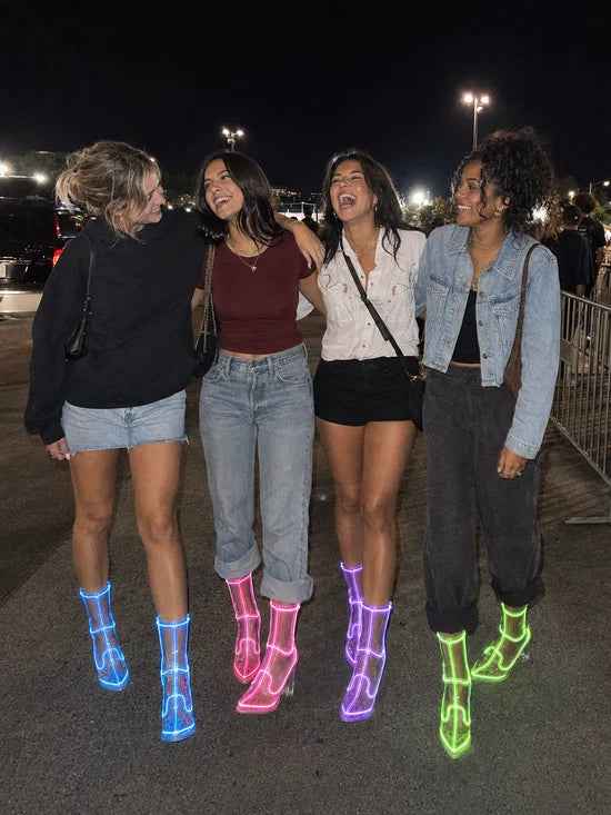 NEONIGHT Glow Boots illuminated in neon colors